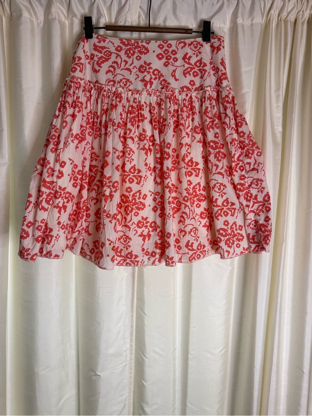 Gap Cotton Floral Orange and White Tiered Cotton Skirt
